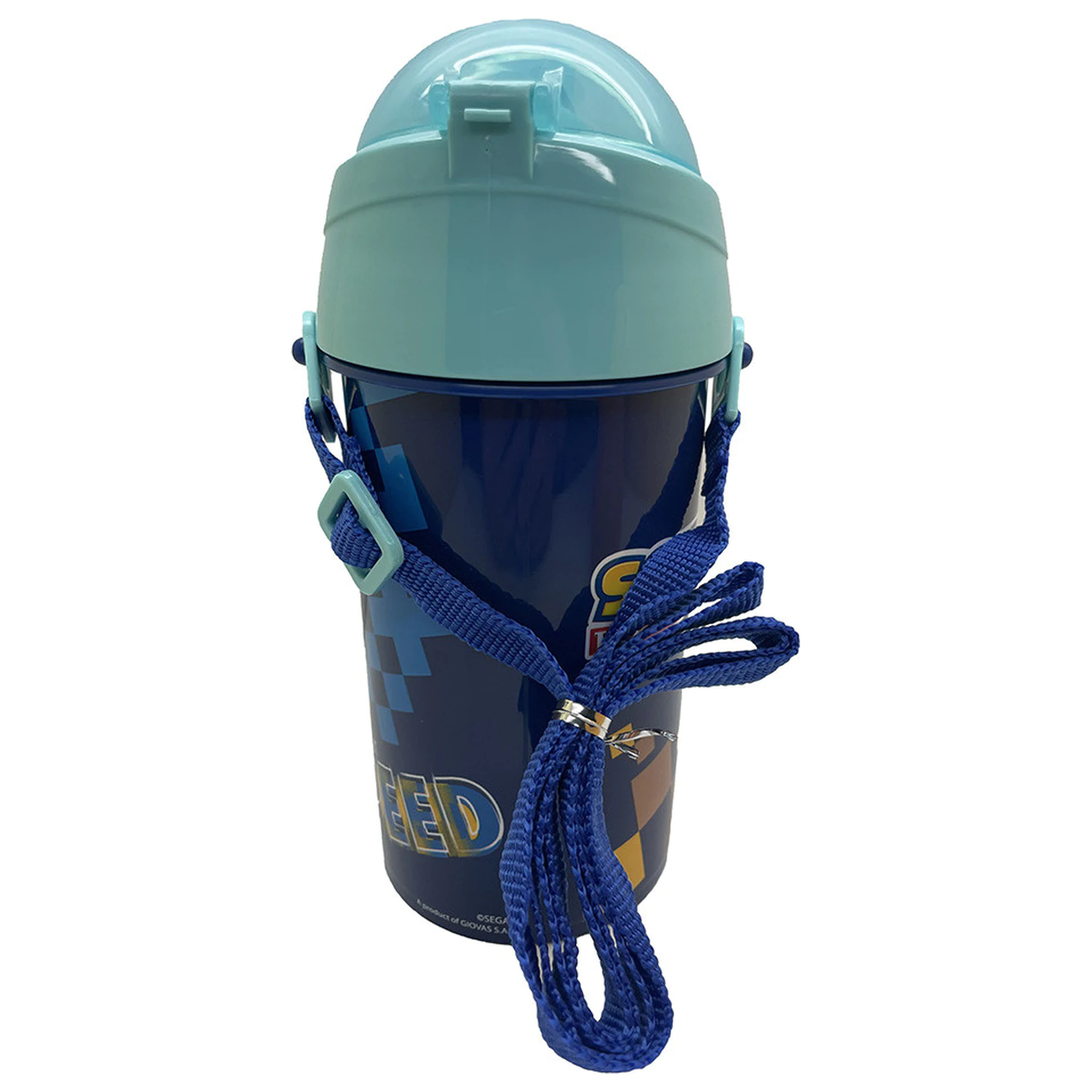 Sonic Speed Blue Sticla de apa din plastic cu pai si agatatoare 500 ml poza produsului