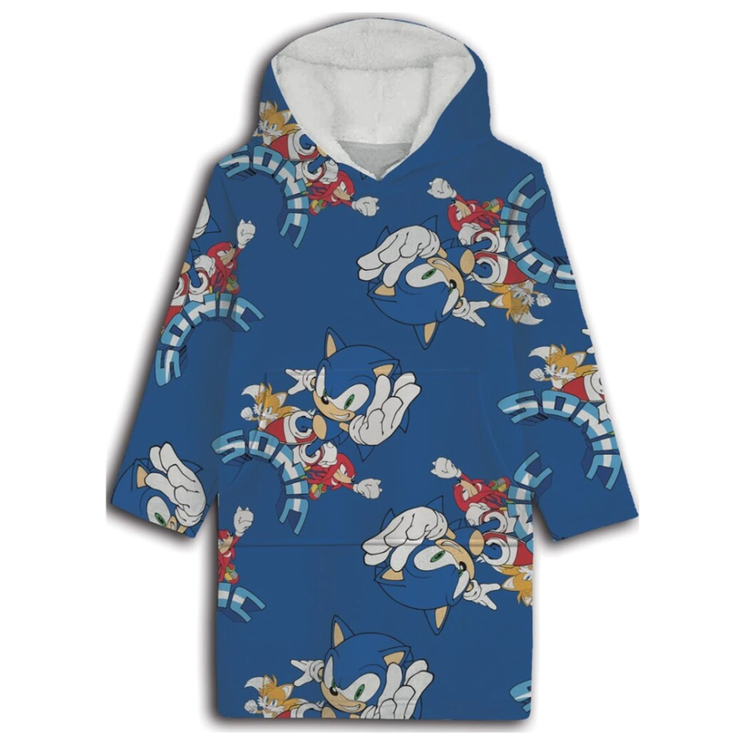 Sonic Team Pătură fleece tip poncho, de purtat, pentru 7-14 Ani poza produsului