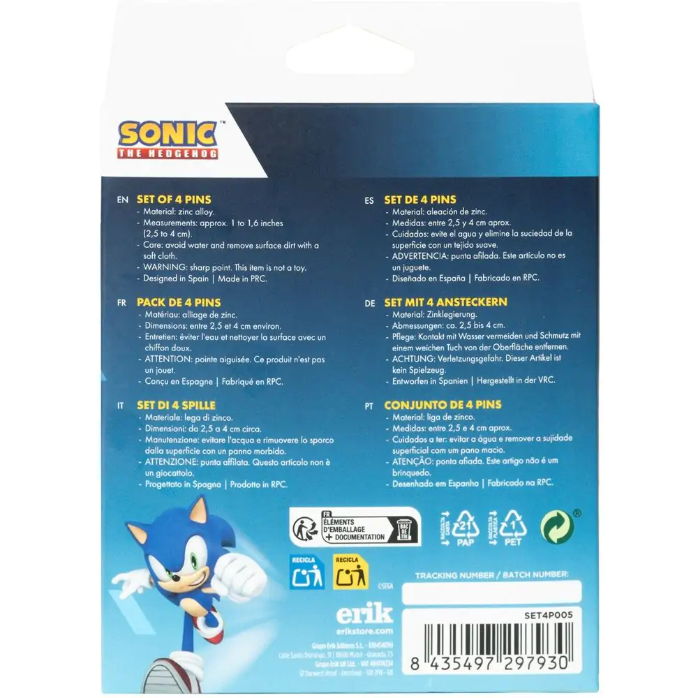 Set de 4 ace/insigne Sonic The Hedgehog poza produsului