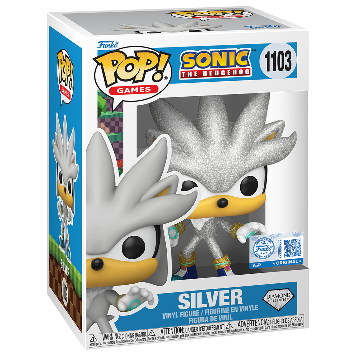 Sonic The Hedgehog Funko POP! Games Figurina din vinil Silver The Hedgehog (FL) 9 cm poza produsului