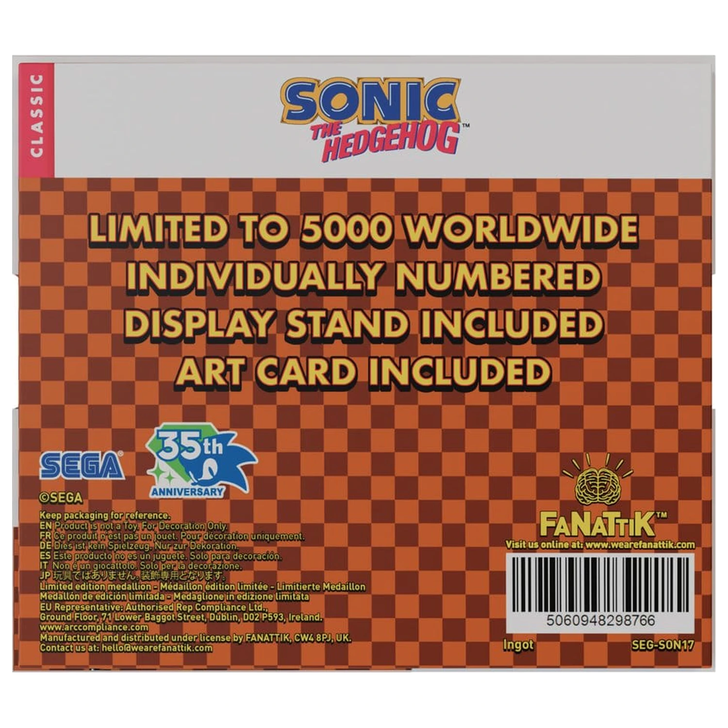 Sonic The Hedgehog Monedă de Colecție cu Logo Original poza produsului