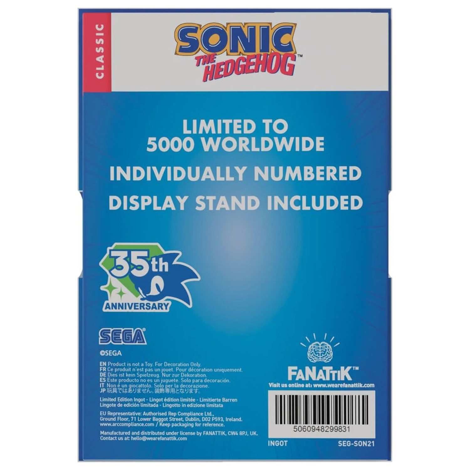 Sonic The Hedgehog Ingot Stained Glass Window Style 60 cm poza produsului