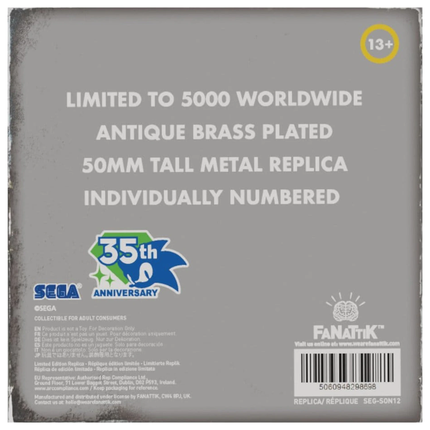 Sonic the Hedgehog Replica 35th Anniversary Metal Boot Editie Limita poza produsului