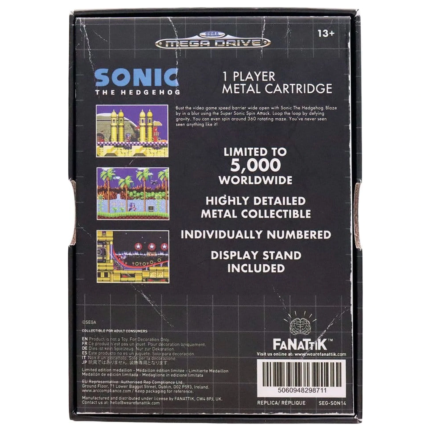 Sonic the Hedgehog Replica Game Cartridge Limited Edition 11 x 7 x 1 cm poza produsului