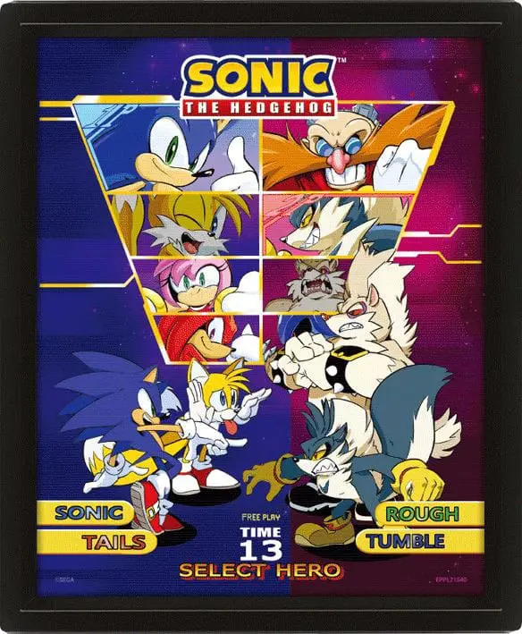 Poster 3D lenticular înramat Sonic The Hedgehog Alege-ți luptătorul 26 x 20 cm poza produsului