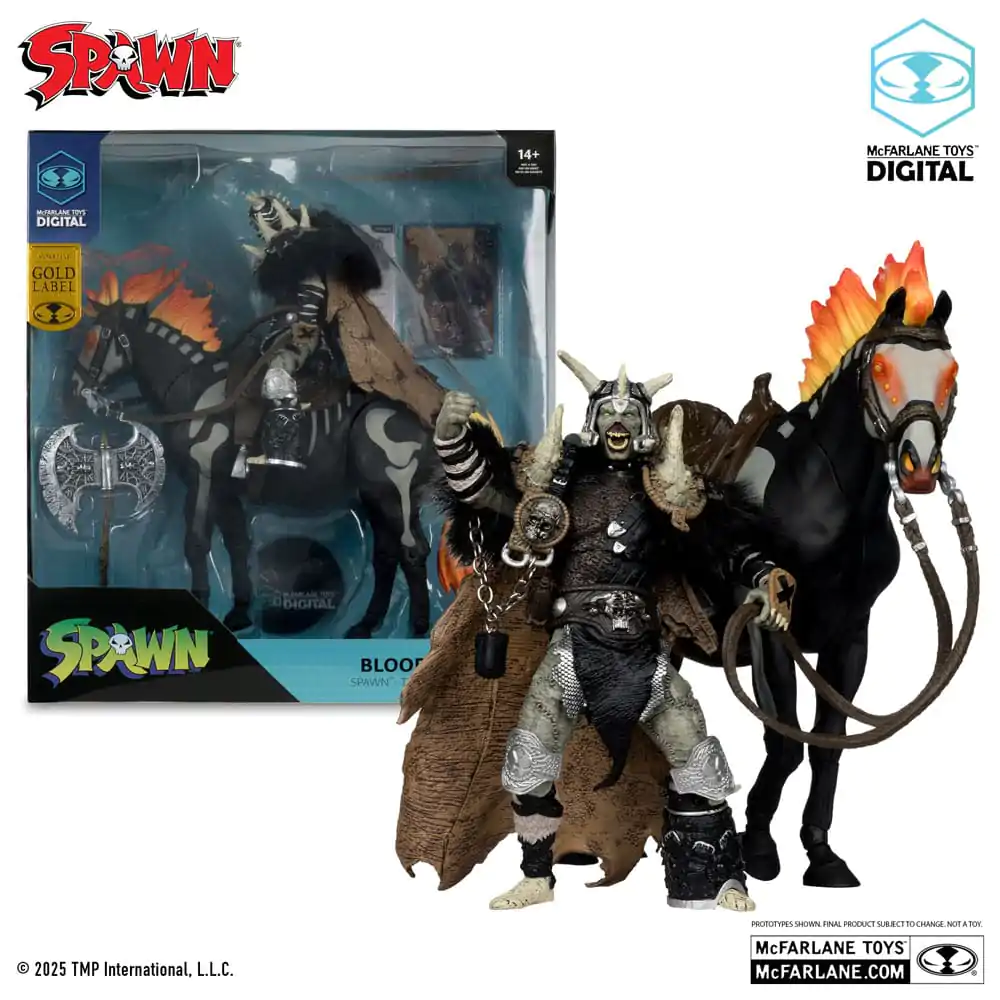Spawn Figurina de actiune Bloodaxe with Horse (Spawn: The Dark Ages) (McFarlane Toys 30th Anniversary) (Gold Label) 18 cm poza produsului