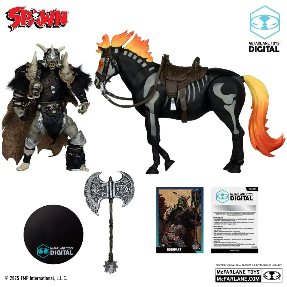 Spawn Figurina de actiune Bloodaxe with Horse (Spawn: The Dark Ages) (McFarlane Toys 30th Anniversary) (Gold Label) 18 cm poza produsului
