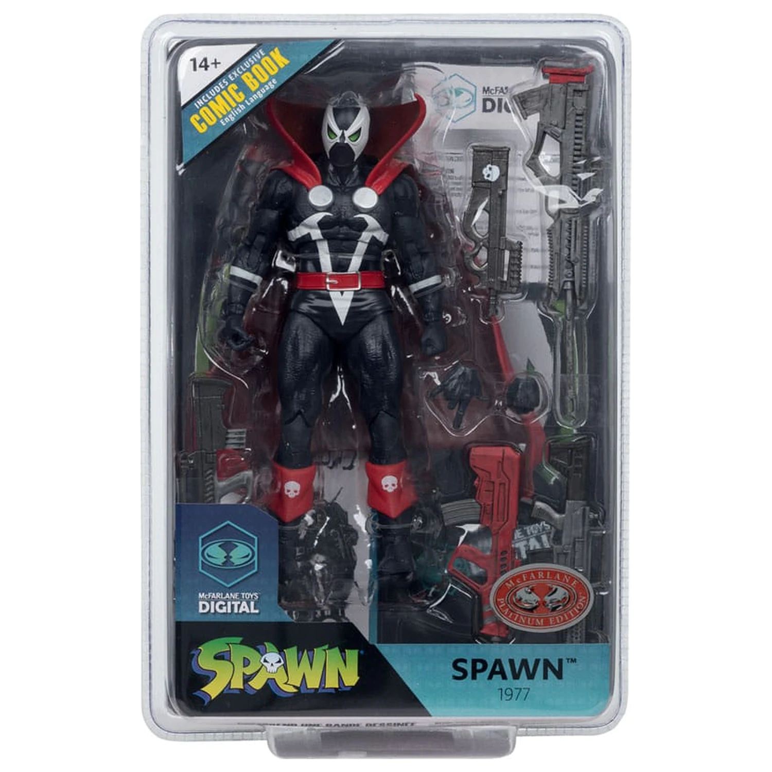 Figurina de actiune Spawn Page Punchers Spawn 1977 Red and Black (Chase) Red Platinum Edition 18 cm poza produsului