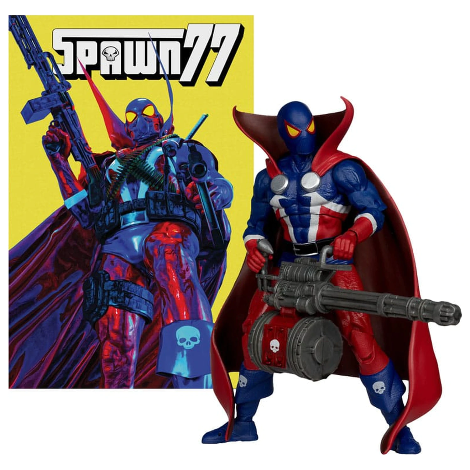 Figurina de actiune Spawn Page Punchers Spawn 1977 Rosu si Albastru (Chase) Editie Platinum Rosie 18 cm poza produsului