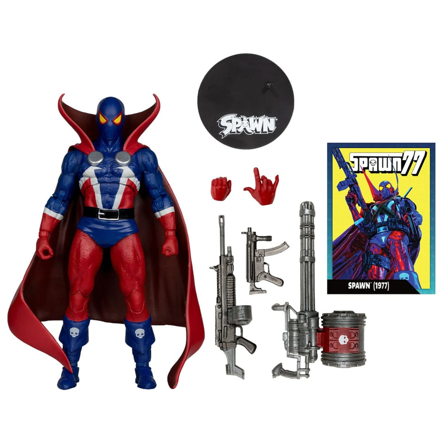 Figurina de actiune Spawn Page Punchers Spawn 1977 Rosu si Albastru (Chase) Editie Platinum Rosie 18 cm poza produsului