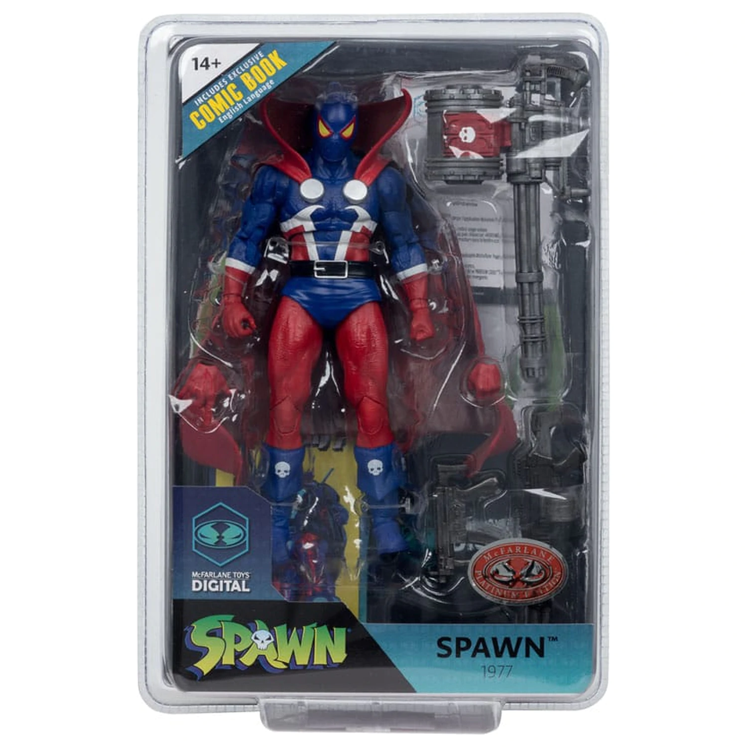 Figurina de actiune Spawn Page Punchers Spawn 1977 Rosu si Albastru (Chase) Editie Platinum Rosie 18 cm poza produsului