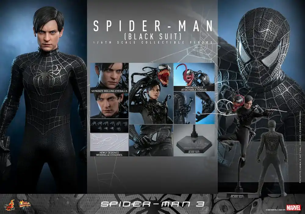 Figurină de acțiune Masterpiece din filmul Spider-Man 3 1/6 Spider-Man (Costum Negru) 30 cm poza produsului