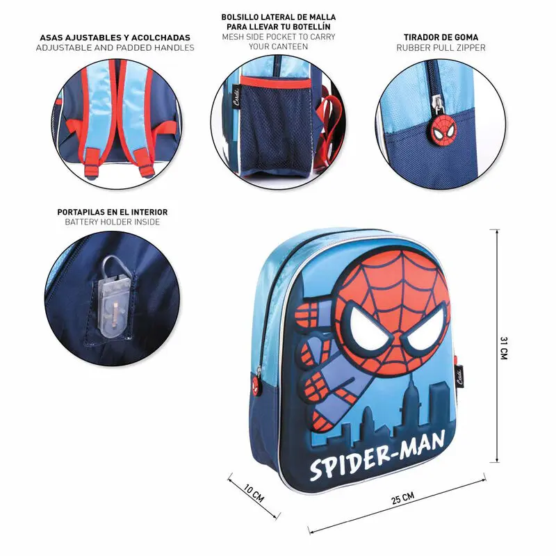 Marvel Spiderman rucsac 3D cu lumini 31cm poza produsului