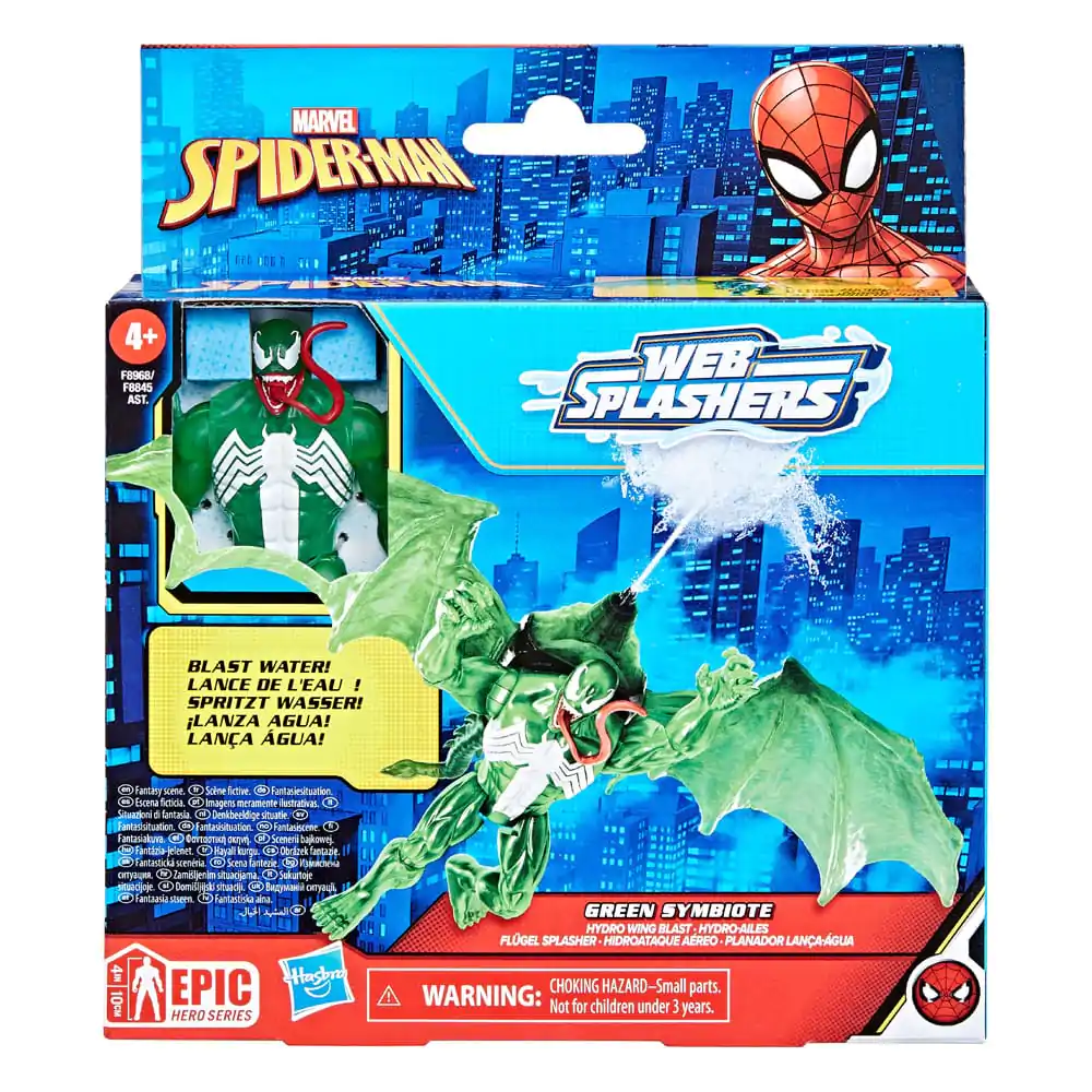 Figurină de acțiune Spider-Man Epic Hero Series Web Splashers Green Symbiote Hydro Wing Blast 10 cm poza produsului