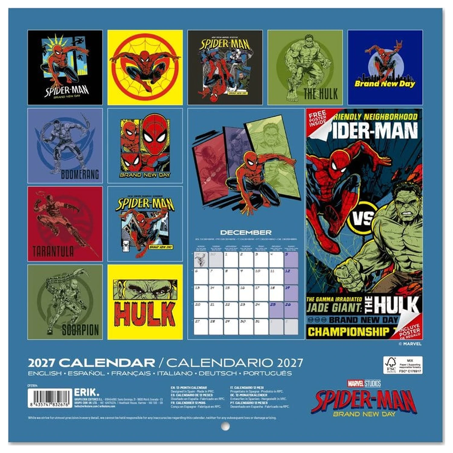 Spider-Man Calendar de perete 2027 30 x 30 cm poza produsului
