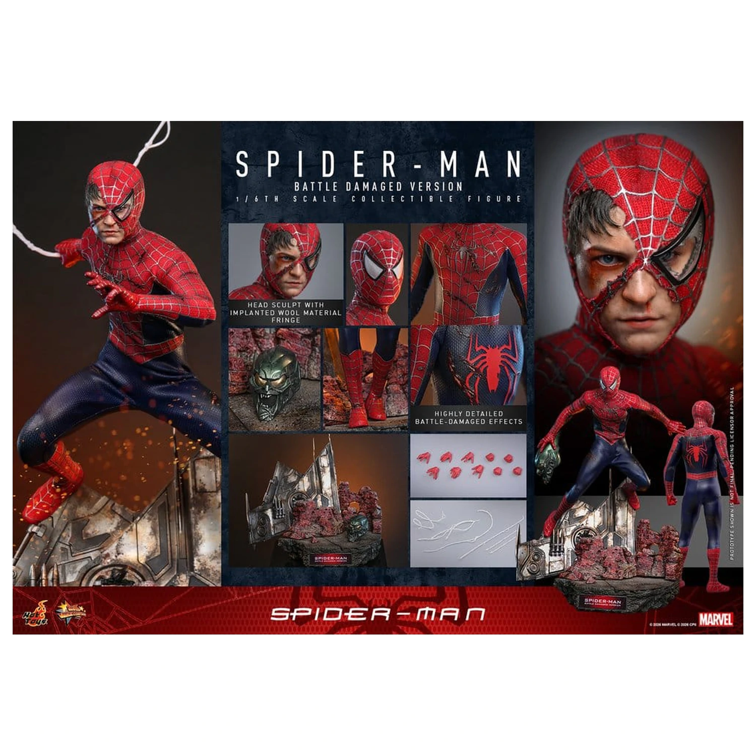 Spider-Man Movie Masterpiece figurina de actiune 1/6 Spider-Man (Battle Damaged Version) 30 cm poza produsului