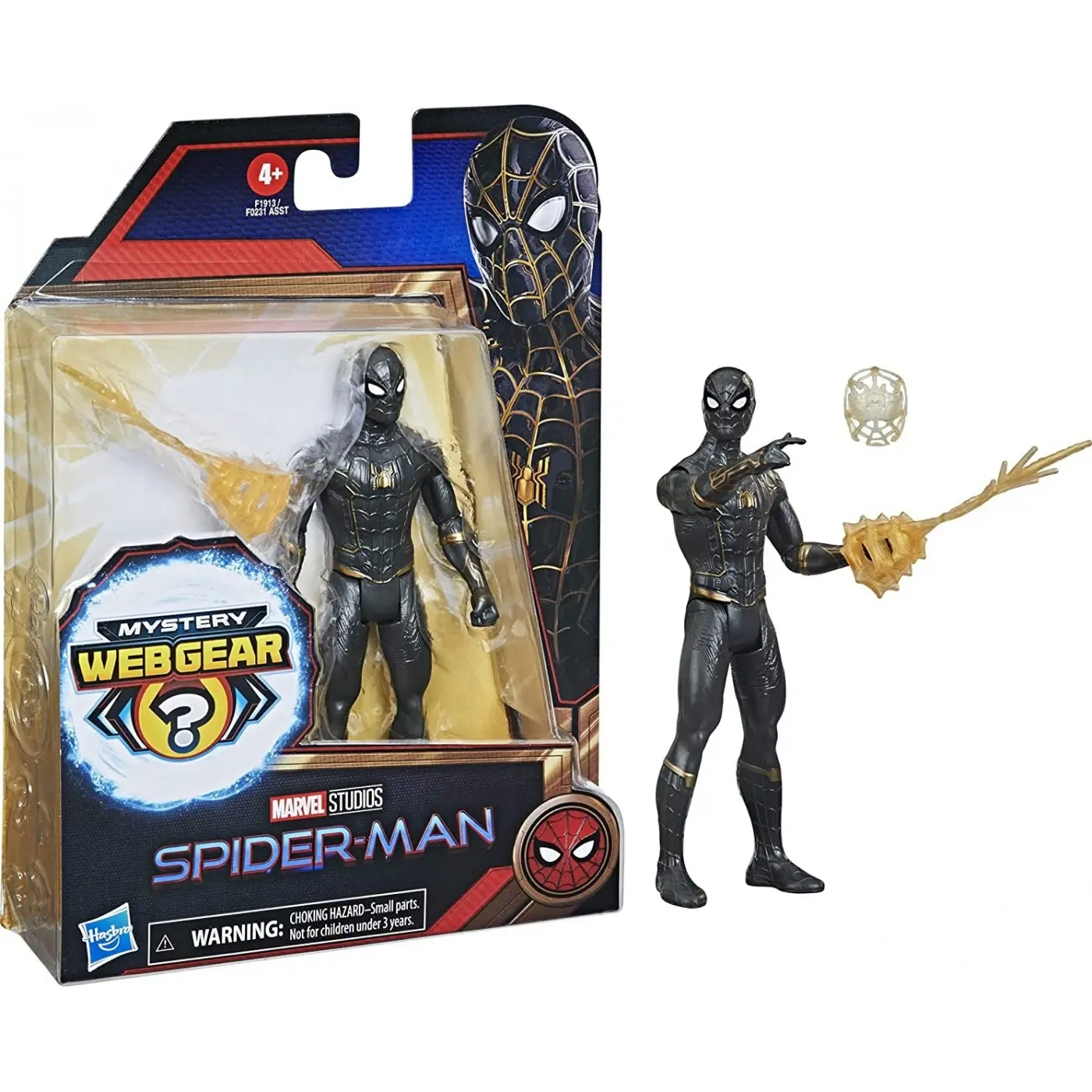 Spider-Man Pókember Black and Gold Suit Spider-Man Figurina de acțiune Mystery Web Gear 13cm poza produsului