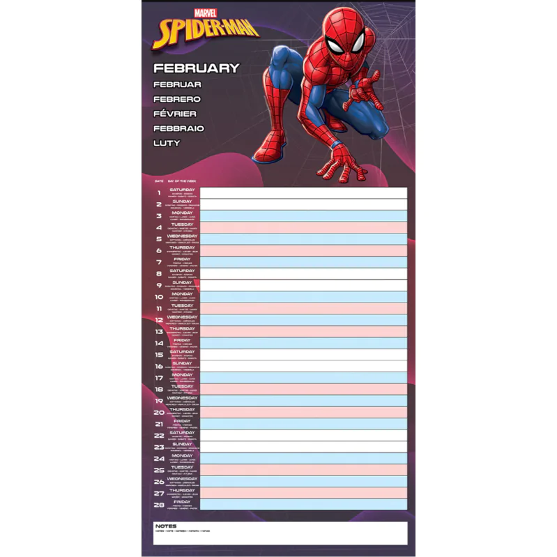 Marvel Spiderman calendar planificare familială poza produsului