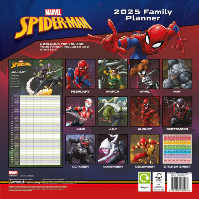 Marvel Spiderman calendar planificare familială poza produsului