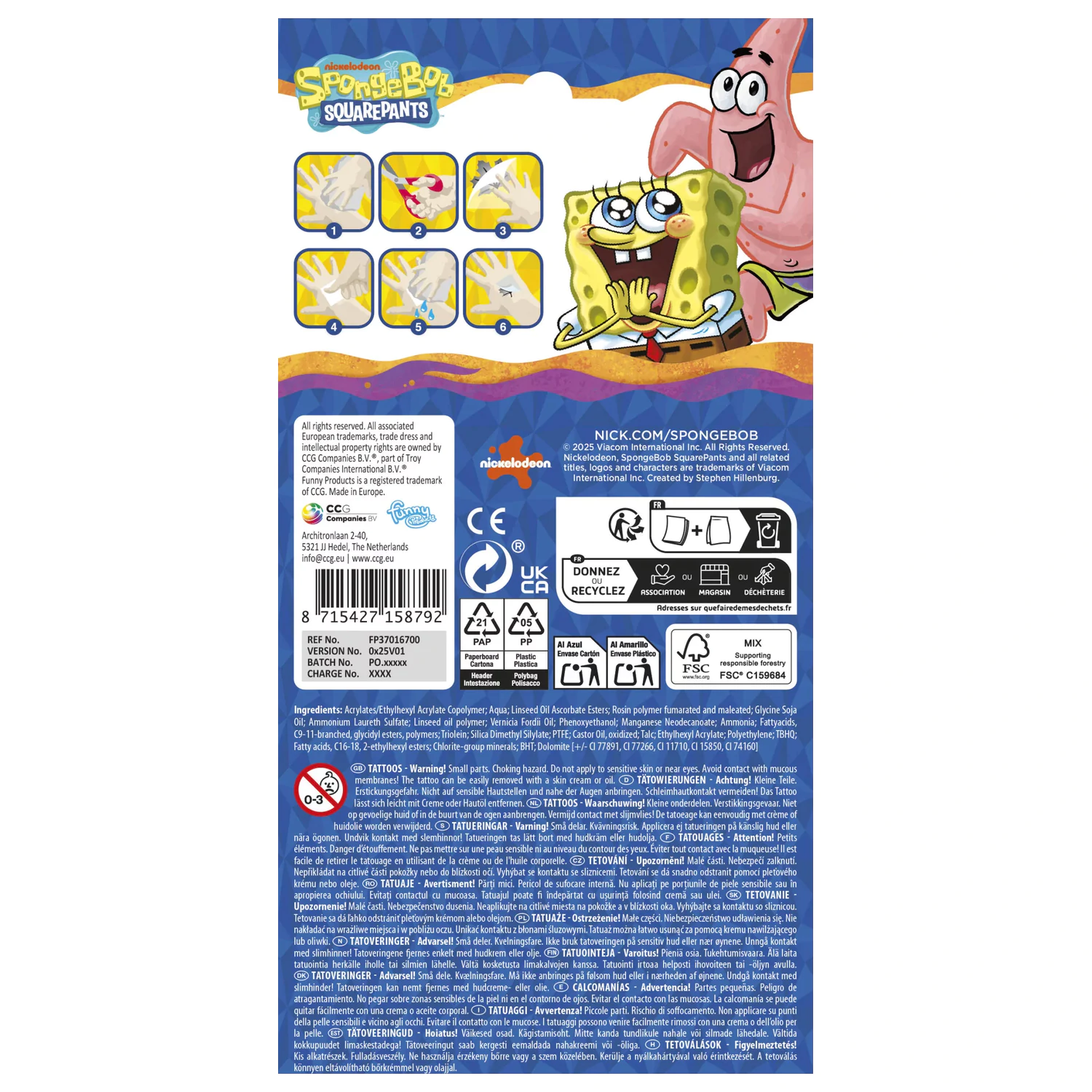 SpongeBob Fun tatuaje temporare 12 buc poza produsului
