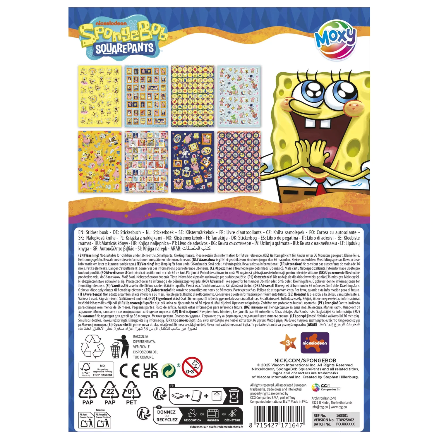 SpongeBob Smile sticker pack 8 coli poza produsului