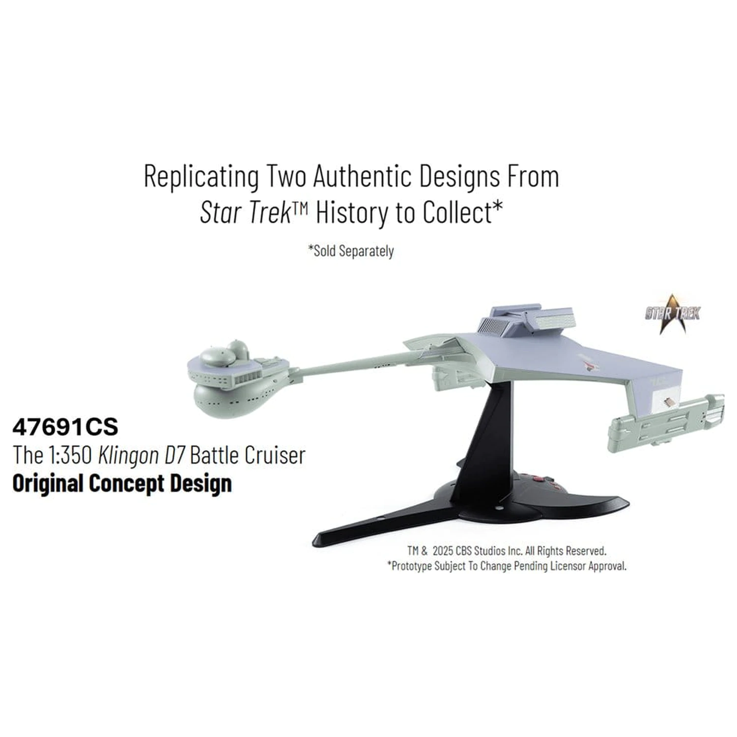Star Trek TOS DieCast Replica la scara 1/350 a navetei de război Klingon D7 Original Concept Design heo EU Exclusive 66 cm poza produsului