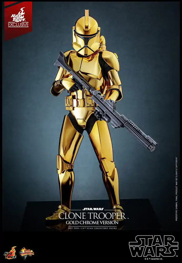 Figurină de acțiune Star Wars 1/6 Clone Trooper (Versiune Crom Auriu) Exclusivă 30 cm poza produsului