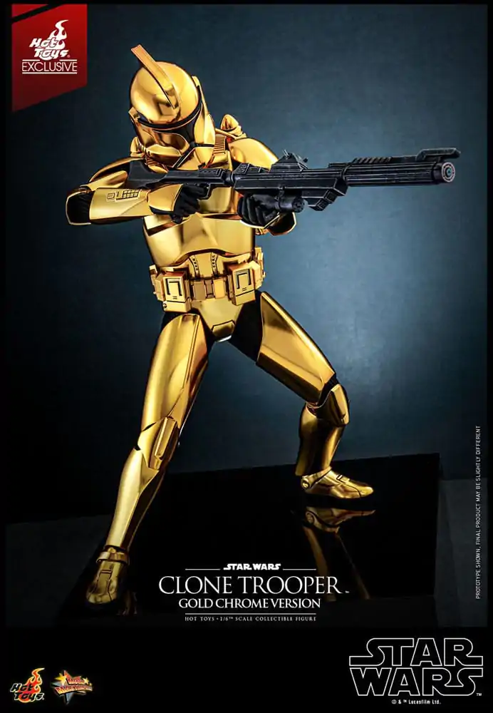 Figurină de acțiune Star Wars 1/6 Clone Trooper (Versiune Crom Auriu) Exclusivă 30 cm poza produsului