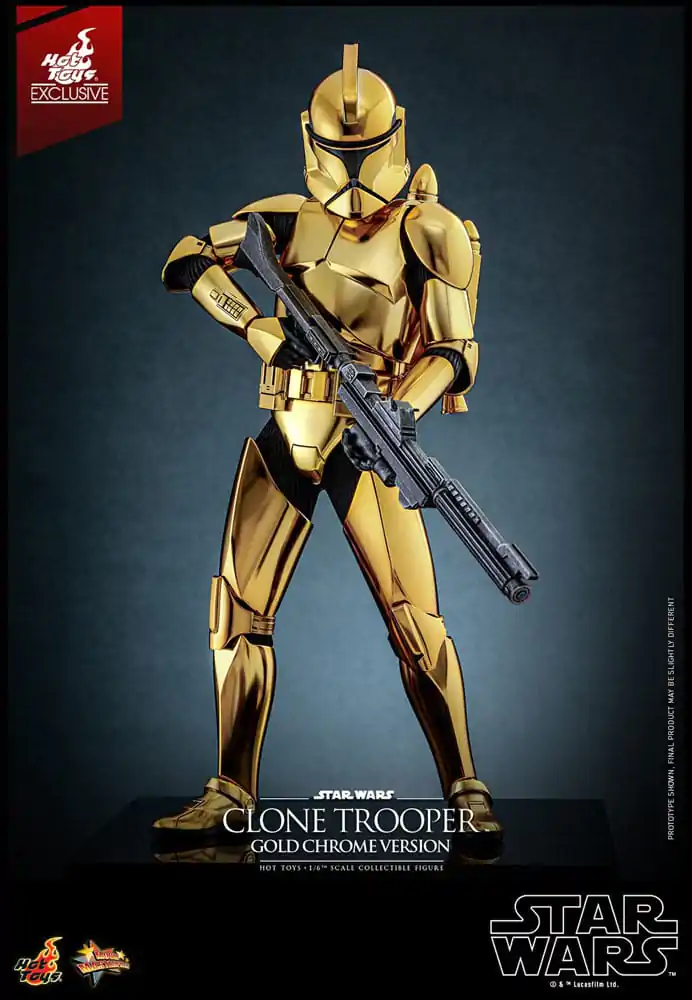 Figurină de acțiune Star Wars 1/6 Clone Trooper (Versiune Crom Auriu) Exclusivă 30 cm poza produsului