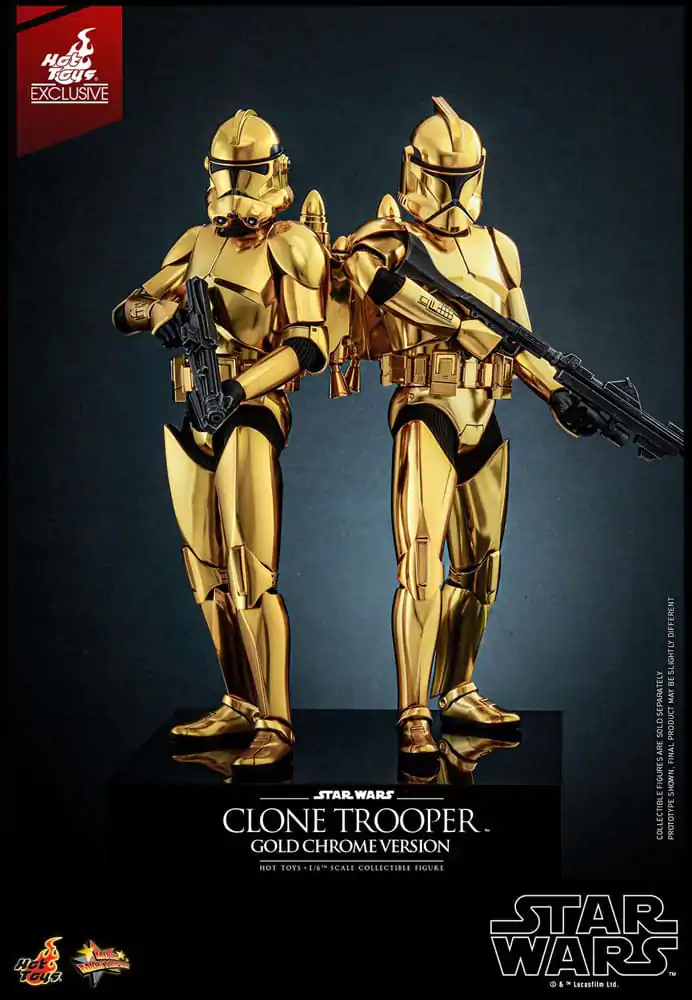 Figurină de acțiune Star Wars 1/6 Clone Trooper (Versiune Crom Auriu) Exclusivă 30 cm poza produsului