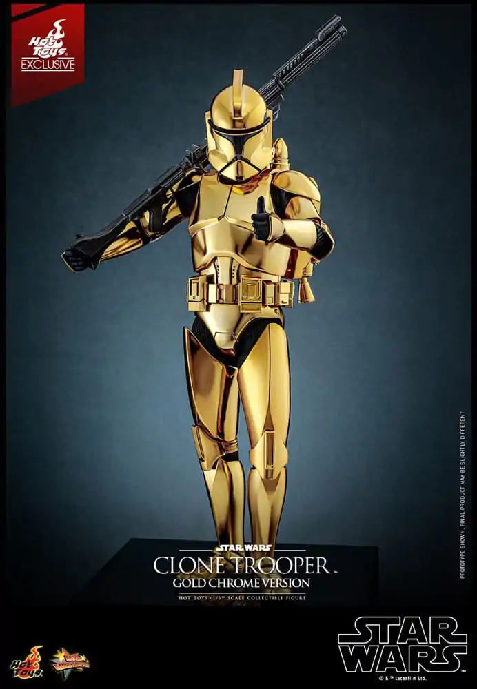 Figurină de acțiune Star Wars 1/6 Clone Trooper (Versiune Crom Auriu) Exclusivă 30 cm poza produsului