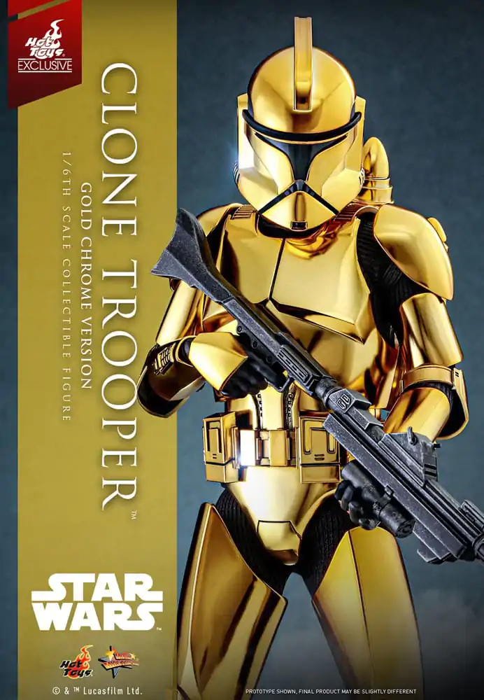 Figurină de acțiune Star Wars 1/6 Clone Trooper (Versiune Crom Auriu) Exclusivă 30 cm poza produsului