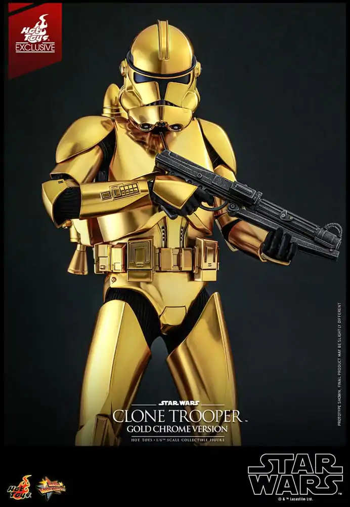 Figurină de acțiune Star Wars 1/6 Clone Trooper (Versiune Crom Auriu) Exclusivă 30 cm poza produsului