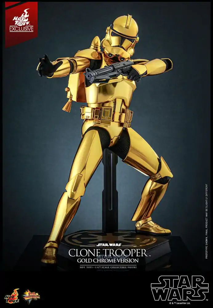 Figurină de acțiune Star Wars 1/6 Clone Trooper (Versiune Crom Auriu) Exclusivă 30 cm poza produsului