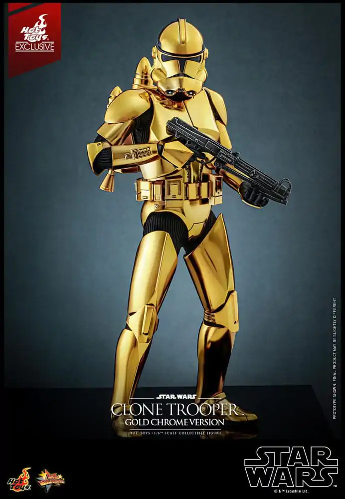 Figurină de acțiune Star Wars 1/6 Clone Trooper (Versiune Crom Auriu) Exclusivă 30 cm poza produsului