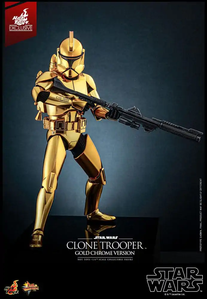 Figurină de acțiune Star Wars 1/6 Clone Trooper (Versiune Crom Auriu) Exclusivă 30 cm poza produsului