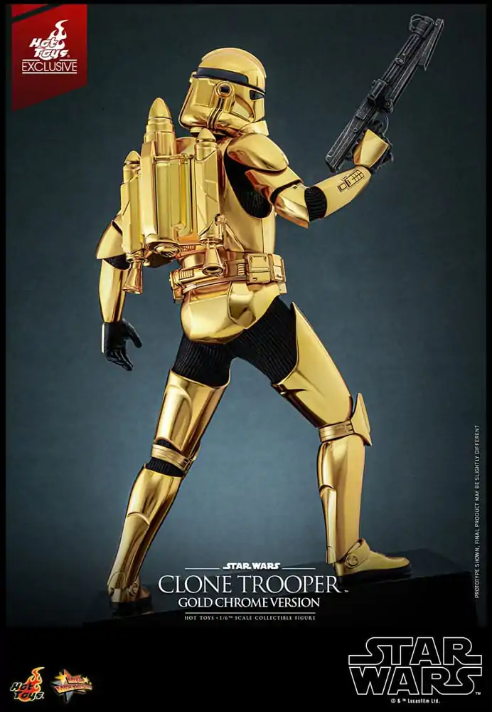 Figurină de acțiune Star Wars 1/6 Clone Trooper (Versiune Crom Auriu) Exclusivă 30 cm poza produsului