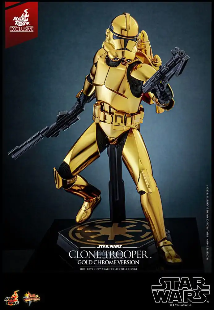 Figurină de acțiune Star Wars 1/6 Clone Trooper (Versiune Crom Auriu) Exclusivă 30 cm poza produsului