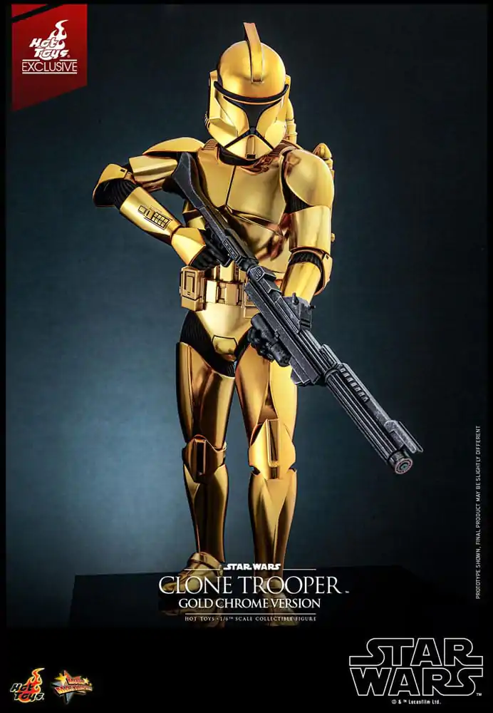 Figurină de acțiune Star Wars 1/6 Clone Trooper (Versiune Crom Auriu) Exclusivă 30 cm poza produsului