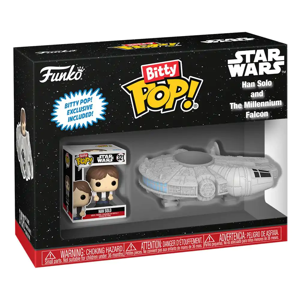 Star Wars Bitty Funko POP! Figurina de Vinil Rides Display Han Solo w/Millenium Falcon 2,5 cm poza produsului