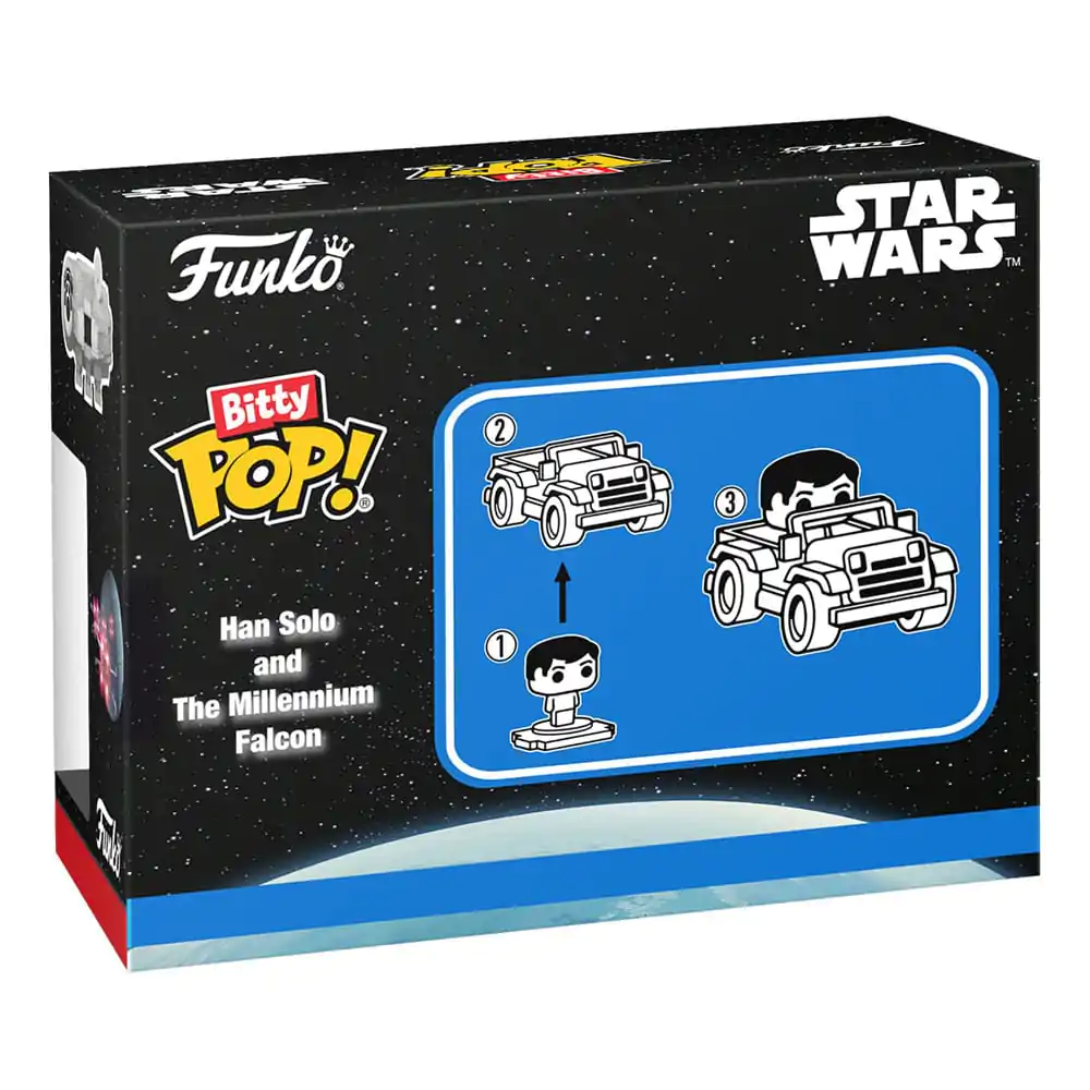 Star Wars Bitty Funko POP! Figurina de Vinil Rides Display Han Solo w/Millenium Falcon 2,5 cm poza produsului