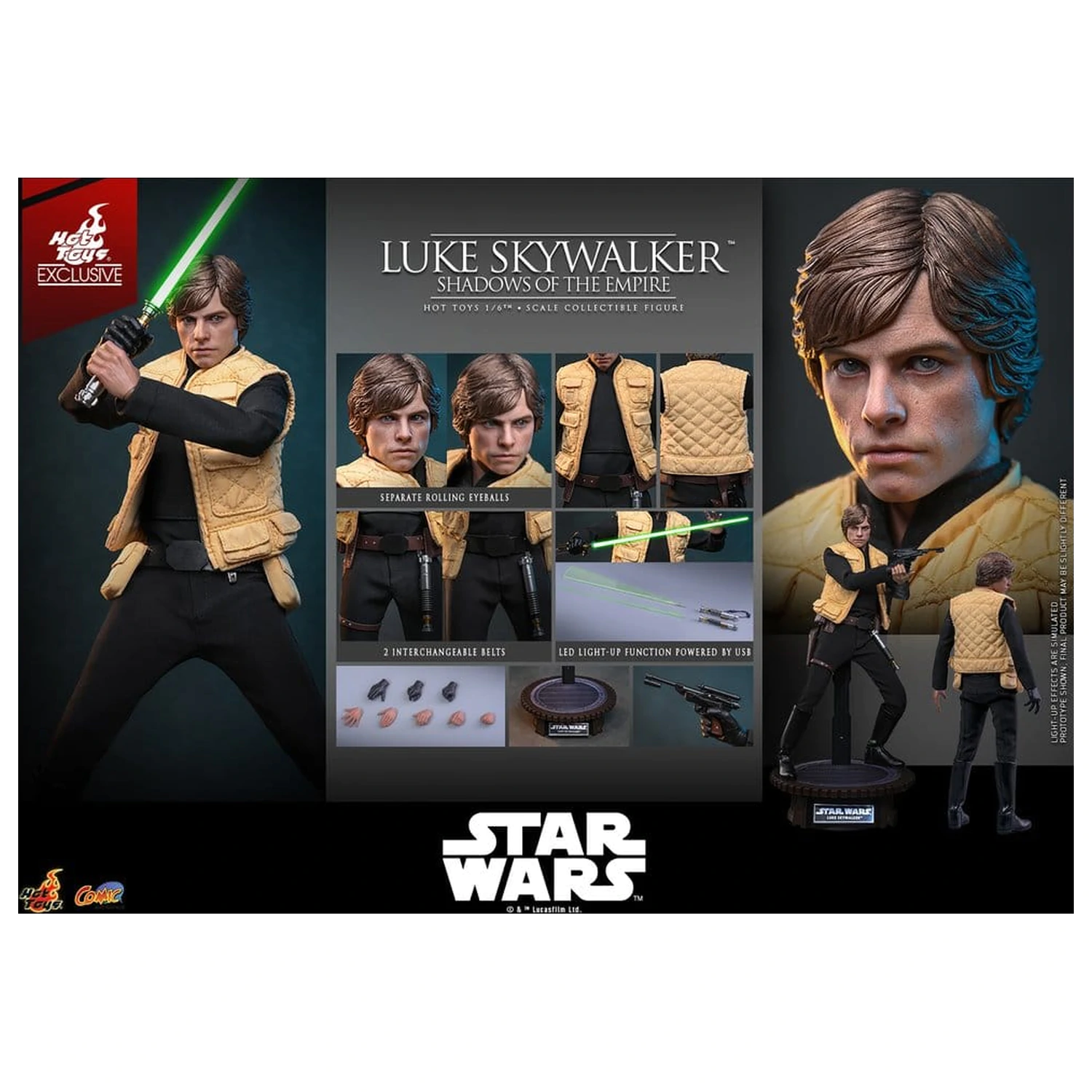 Star Wars Comic Masterpiece figurina de acțiune 1/6 Luke Skywalker (Shadows Of The Empire) (Hot Toys Exclusive) 28 cm poza produsului