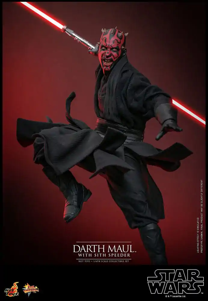 Figurină de acțiune de colecție Star Wars Episode I 1/6 Darth Maul cu Sith Speeder 29 cm poza produsului