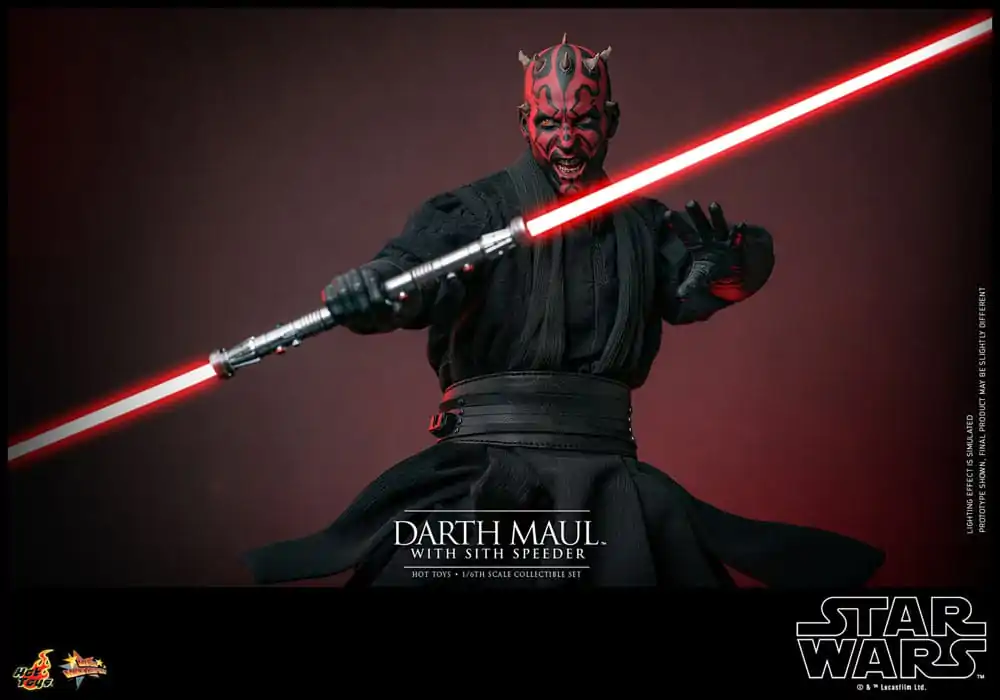 Figurină de acțiune de colecție Star Wars Episode I 1/6 Darth Maul cu Sith Speeder 29 cm poza produsului