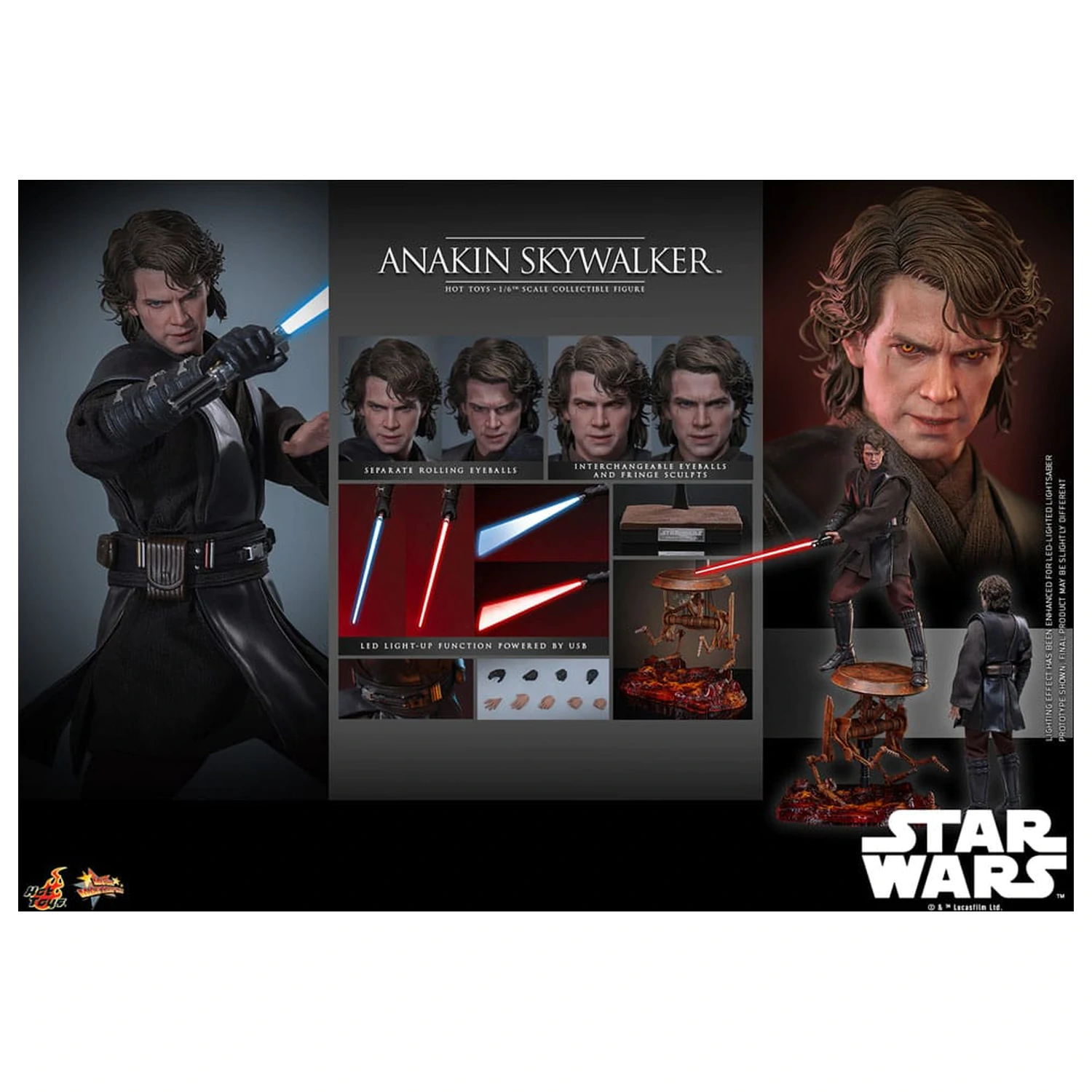 Star Wars: Episode III - Revenge of the Sith Movie Masterpiece figurina de actiune 1/6 Anakin Skywalker 31 cm poza produsului