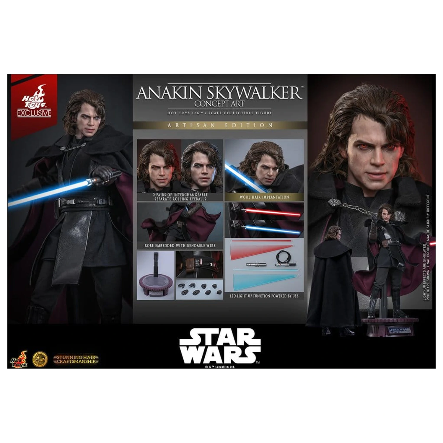 Star Wars Episode III: Revenge Of The Sith Movie Masterpiece Figurina de actiune 1/6 Anakin Skywalker (Concept Art Version) (Artisan Edition) Hot Toys Exclusive 31 cm poza produsului