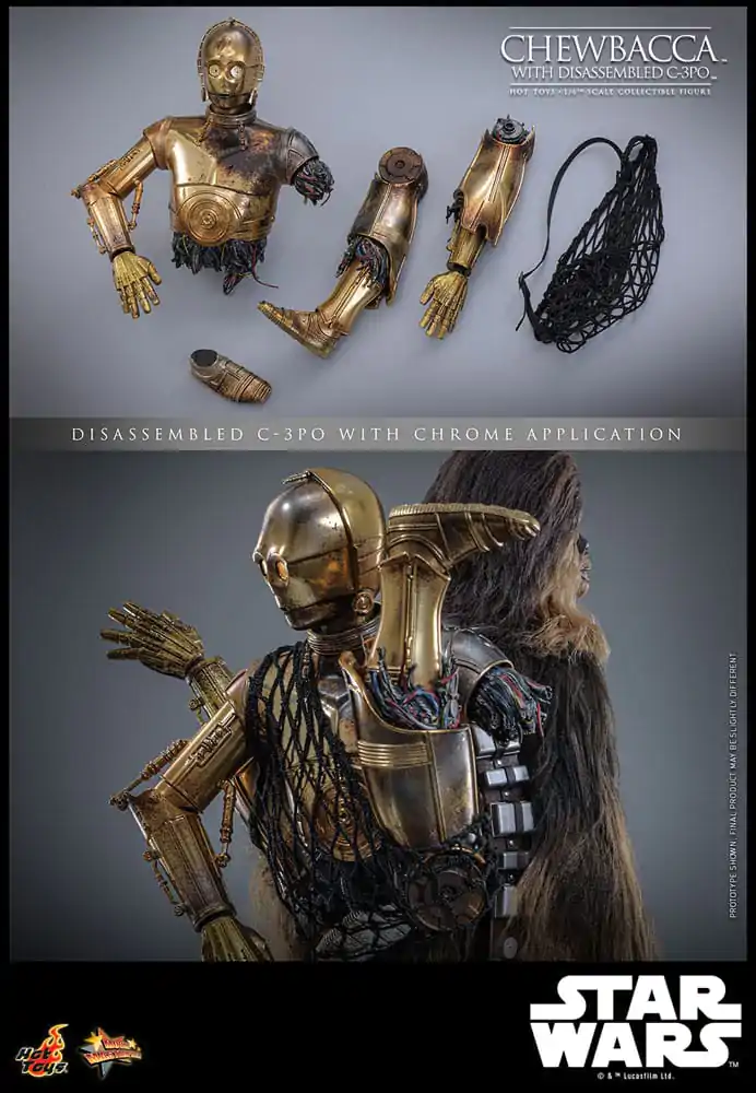 Figurină de acțiune Masterpiece film Star Wars Episode V 1/6 Chewbacca cu C-3PO dezmembrat 36 cm poza produsului