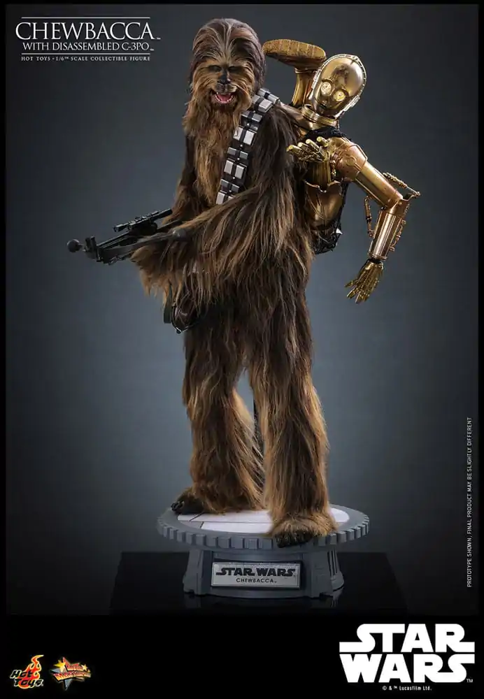 Figurină de acțiune Masterpiece film Star Wars Episode V 1/6 Chewbacca cu C-3PO dezmembrat 36 cm poza produsului