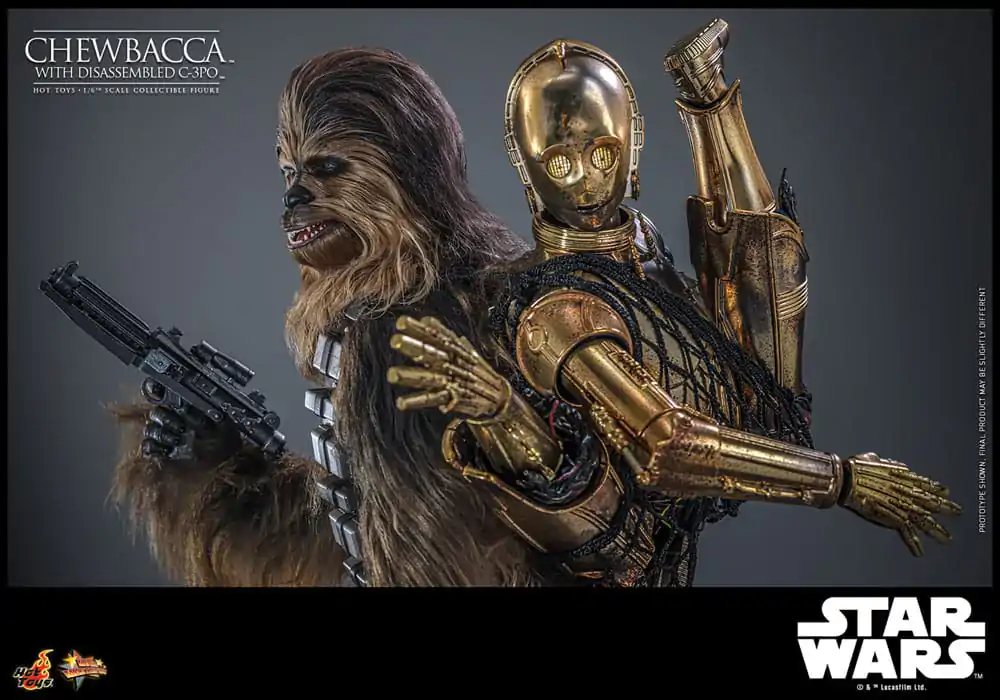 Figurină de acțiune Masterpiece film Star Wars Episode V 1/6 Chewbacca cu C-3PO dezmembrat 36 cm poza produsului