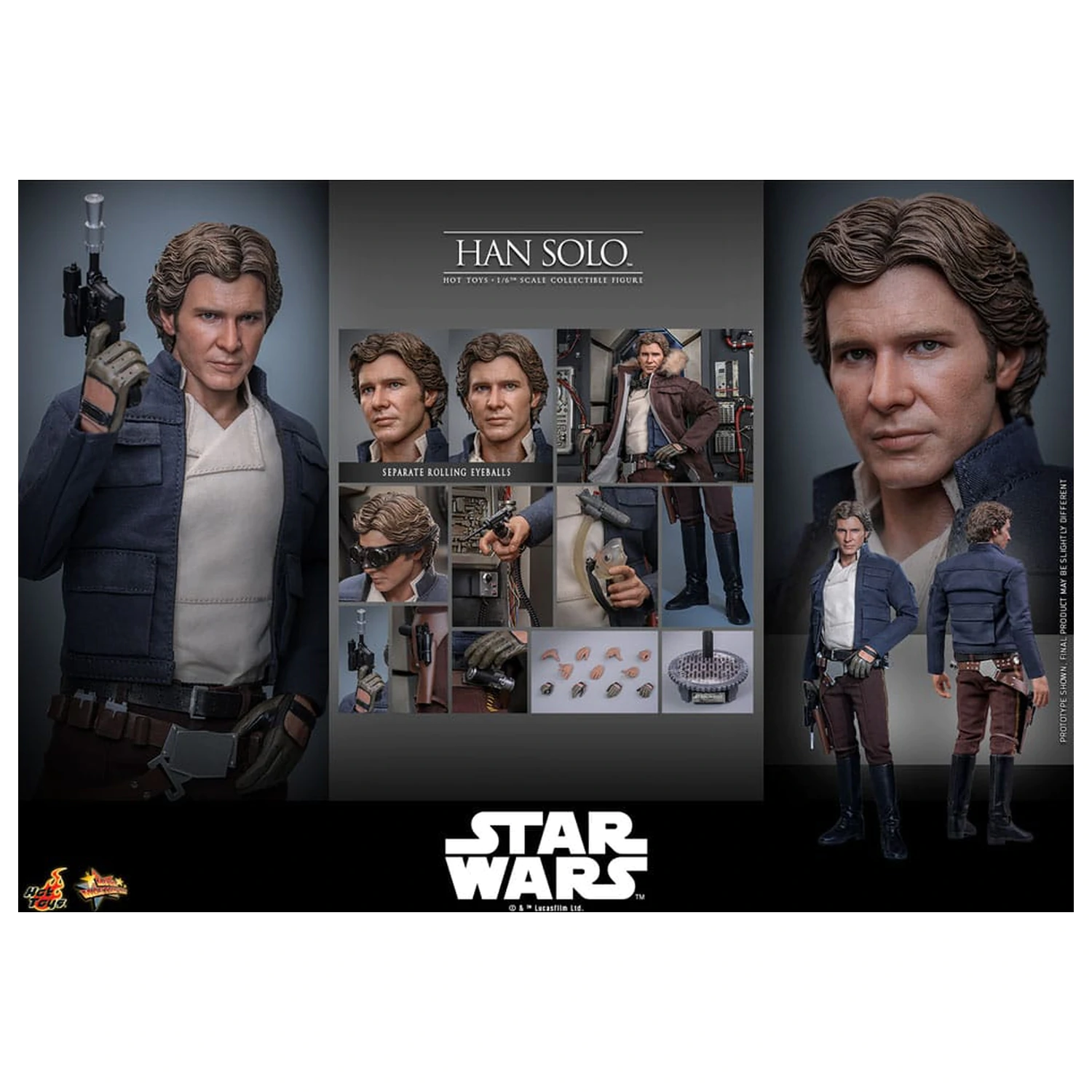 Star Wars Episode V Movie Masterpiece Figurina de actiune 1/6 Han Solo 31 cm poza produsului